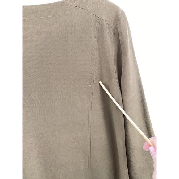 EILEEN FISHER Dress XS Shift Tencel Viscose Scoop Neck Long Sleeve Brown - Picture 15 of 16